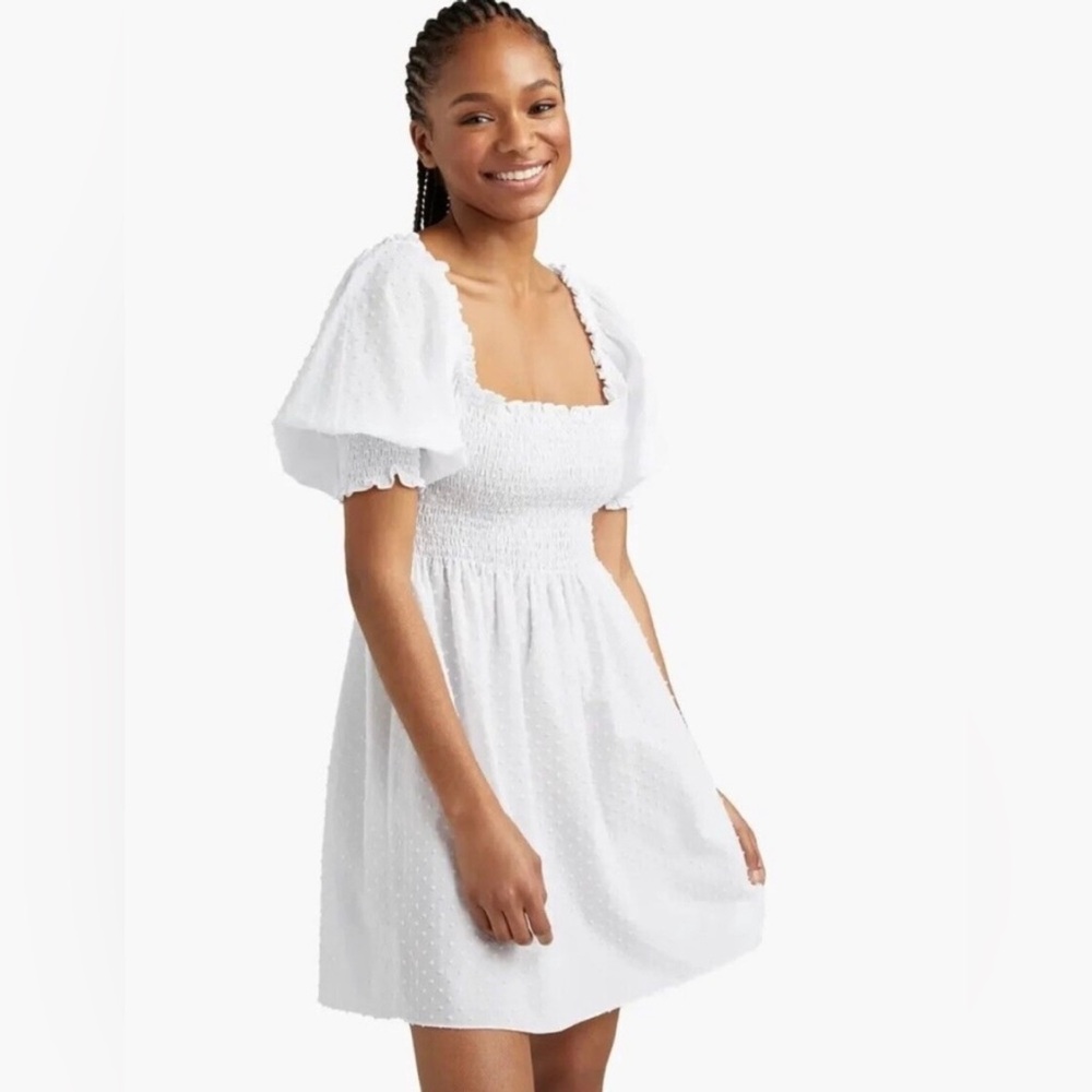 The Bridal Nap Dress - Athena - Sheer White Swiss Dot / XS